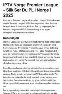  IPTV Norge Premier League – Slik Ser Du PL i Norge i 2025 